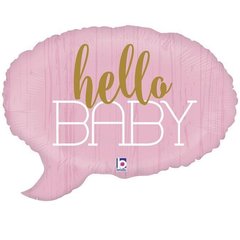 Фольгована кулька фігура "Hello baby" рожева Grabo 24" (60 см) 1 шт