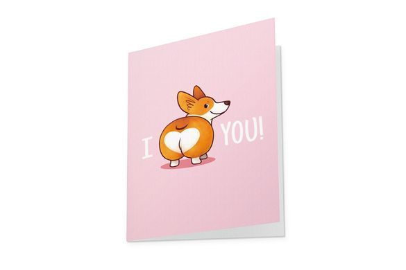 Відкритка funmi "I love you коргі" рожева S (115х80мм) 1 шт.