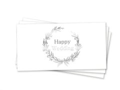 Паперовий конверт на гроші білий "Happy Wedding" срібне тиснення 1шт.