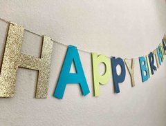 Гірлянда паперова літери "Happy Birthday", асорті з глітером, в уп (1 шт)
