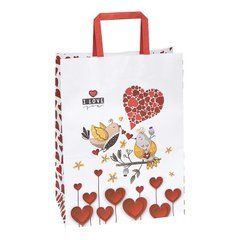 Подарунковий крафт пакет "I love you пташечки" червоний (25х15х34 см) 1шт.