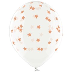 Латексна повітряна кулька 12" (30 см) "Зірки маленькі рожеве золото" прозора Belbal 25 шт