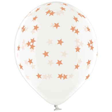 Латексна повітряна кулька 12" (30 см) "Зірки маленькі рожеве золото" прозора Belbal 25 шт