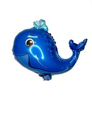 Фольгована кулька міні-фігура "Кит" синя (25см) 1шт.