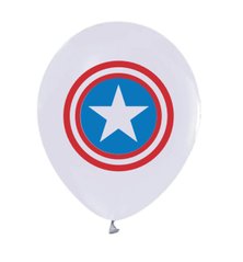 Латексна кулька 12" біла з малюнком "Супергерой 2" (Balonevi)