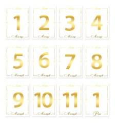 Набір карточок для фотосесії "Перший рік" біла з золотим в уп (12шт)