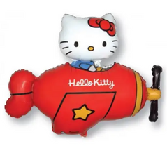 Фольгована кулька міні фігура "Hello Kitty на червоному літаку" Flexmetal 35см. (1 шт)