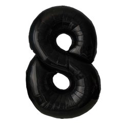 Фольгова кулька цифра "8" чорна металік 40"(100см) 1шт