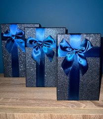 Подарункові коробки прямокутні сині глітерні (3 шт.)