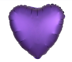Фольгована кулька "Серце" пурпурна сатин 18"(45см) 1шт.