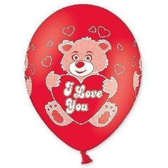 Латексна повітряна кулька В105 12" (30 см) "Ведмедик з серцем "I love you" Belbal 25 шт