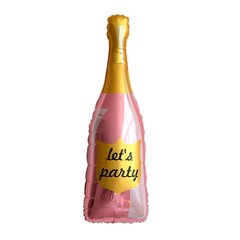 Кулька фольга ПН Pinan фігура 40' (100см) "Пляшка шампанського Let's party", рожевий, в уп (1 шт)