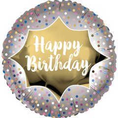 Фольгована кулька круг "Happy Birthday конфеті" кольорова Anagram 18"(45см) 1шт.