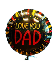 Фольгована кулька круг "Love you DAD" голограма коричнева 18"(45см) 1 шт.