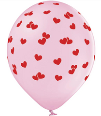 Латексна повітряна кулька В105 12" (30 см) "Серця червоні маленькі (рожеві)" Belbal 25 шт