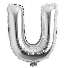Фольгована кулька буква "U" срібна 16" (40 см) 1 шт