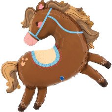 Фольгована кулька фігура "Чудовий кінь" коричнева Grabo 108х109см (1шт).