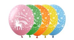 Латексні повітряні кульки 12" (30см.) "З Днем народження єдиноріг" асорті ArtShow 100шт.