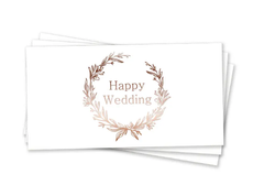 Паперовий конверт на гроші білий "Happy Wedding" рожеве золото тиснення 1шт.