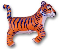 Фольгована кулька фігура "Тигр з синіми смугами" оранжева Flexmetal 1шт.