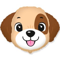 Фольгована кулька фігура "Собачка з язиком" коричнева Flexmetal 80х55 см (1шт.)