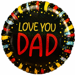 Фольгована кулька круг "Love you DAD" голограма коричнева 18"(45см) 1 шт.