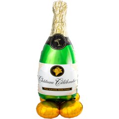Фольгована кулька фігура ходячка "Пляшка шампанського" зелена Anagram 60х152см. (1шт)