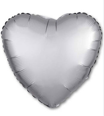 Фольгована кулька "Серце" сіра сатин 18"(45см) 1шт.