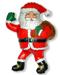 Фольгована кулька міні фігура "Новий рік Санта з мішком" червона Flexmetal 35см. (1 шт)