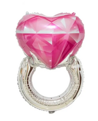 Фольгована кулька фігура Pinan "Колечко серце діамант" рожева 54х80 см. в уп. (1шт.)