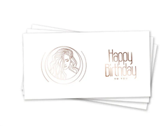 Паперовий конверт на гроші білий "Happy Birthday woman" рожеве золото тиснення 1шт.