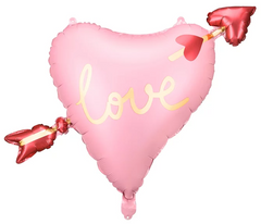 Фольгована кулька фігура "Серце із стрілою" рожева PartyDeco 76х55 см.(1шт.)