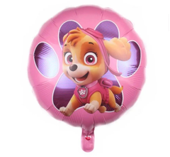 Фольгована кулька круг "Собачка в рожевому" кольорова 18"(45см) 1шт.