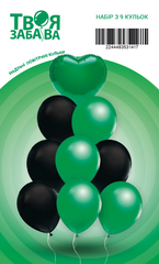 Набір з 9 повітряних кульок "Green heart" ТМ "Твоя Забава"