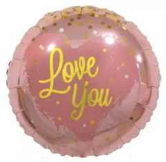 Фольгована кулька круг "Love you" рожеве золото 18"(45см) 1шт.