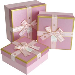 Подарункові коробки "Best wishes" рожеві (3 шт.)