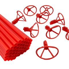 Палочки для шариков фольгированных + насадки Красные, 50 шт (40 см)