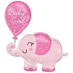 Фольгована кулька фігура "Слоник Bady Girl" рожева Anagram 73х78см. (1шт)