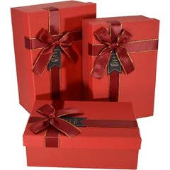 Подарункові коробки прямокутні "Wishes for you" червоні (3 шт.)