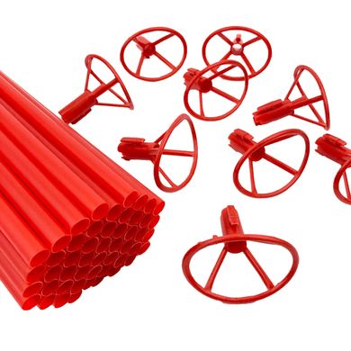 Палички для кульок фольгованих + насадки Червоні, 50 шт (40 см)