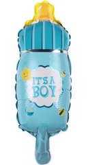Фольгована кулька міні-фігура "Бутилочка It’s a boy " блакитна (25см) 1шт.