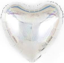 Фольгована кулька "Серце" срібна голограма 18"(45см) 1шт.