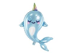 Фольгована кулька фігура "Нарвал" блакитна PartyDeco 55х40 см.(1шт.)
