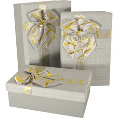 Подарункові коробки прямокутні сірі із золотим мармуром (3 шт.)