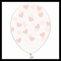 Латексна повітряна кулька В105 12" (30 см) "Серця-зефірки ніжно-рожеві" прозора Belbal 25 шт