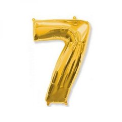Фольгова кулька цифра "7" золота металік 26"(65см) 1шт