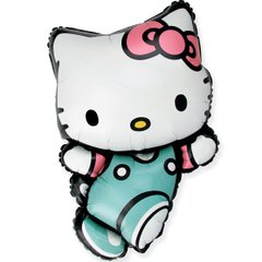 Фольгована кулька фігура "Hello Kitty обійми Кошеня Кітті" бірюзова Flexmetal 83х49 см. (1шт.)