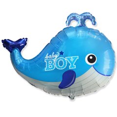 Фольгированный шар 26’ Flexmetal Кит малыш голубой, 66 см