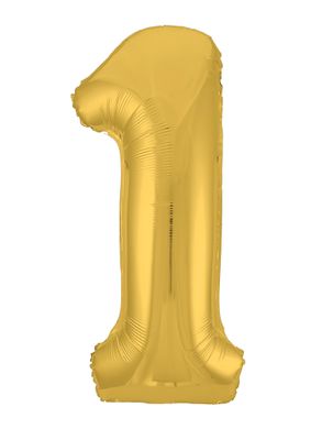 Фольгированная цифра 1 (40’) Agura Slim золото в упаковке, 102 см