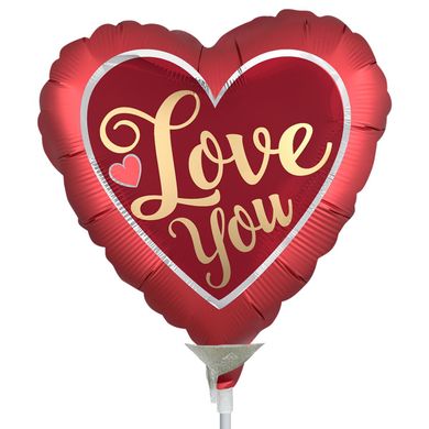 Фольгированный шар 4’ Anagram на День влюбленных, сердце, I love you, красный, 10 см
